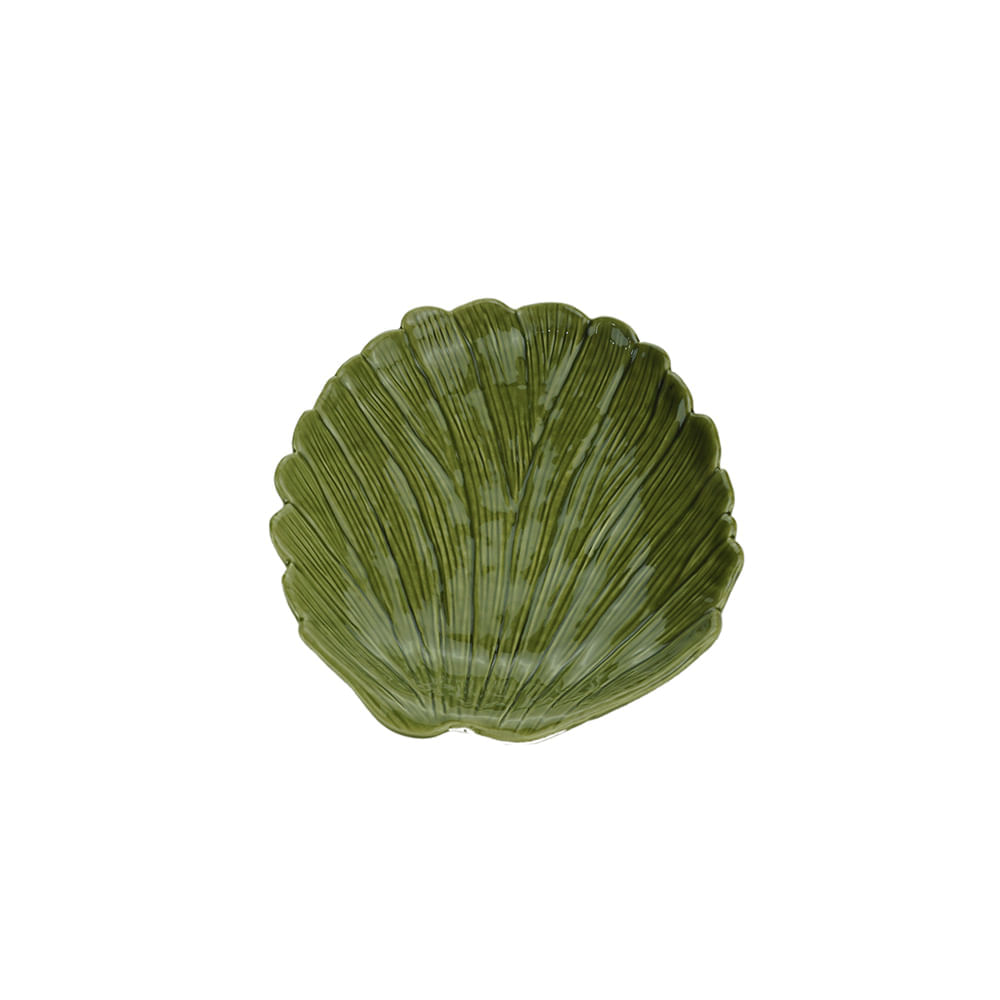 Prato decorativo em cerâmica Lyor Banana Leaf 23x20x4cm verde