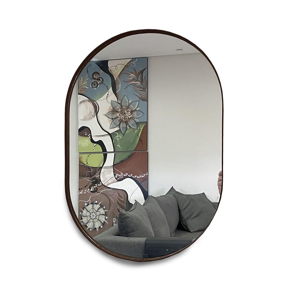 Espelho Oval 60x40cm com Moldura Café