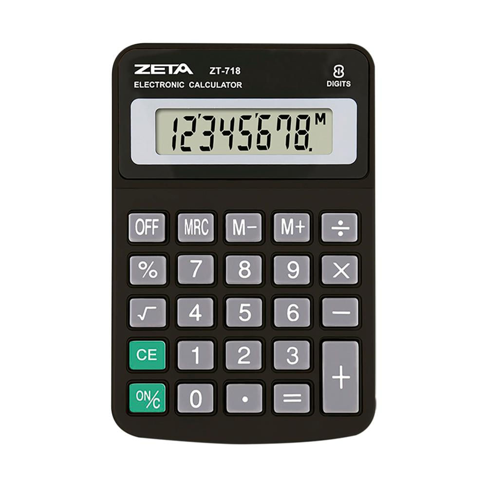 Calculadora de Mesa Zeta ZT718 8 Digitos Preta