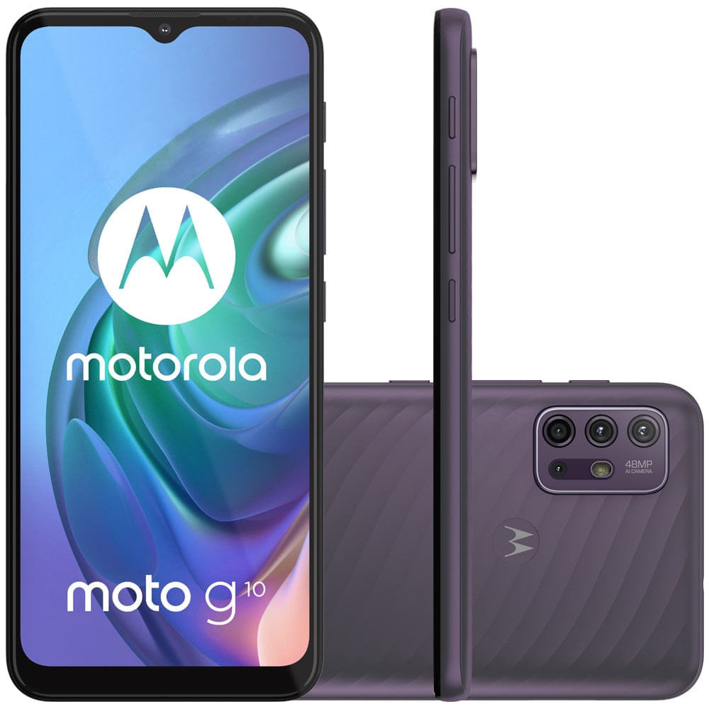 Celular Motorola Moto G10 Cinza Aurora 64GB Tela 6.5" 4GB RAM Câmera Quádrupla 48MP + 8MP + 2MP + 2MP