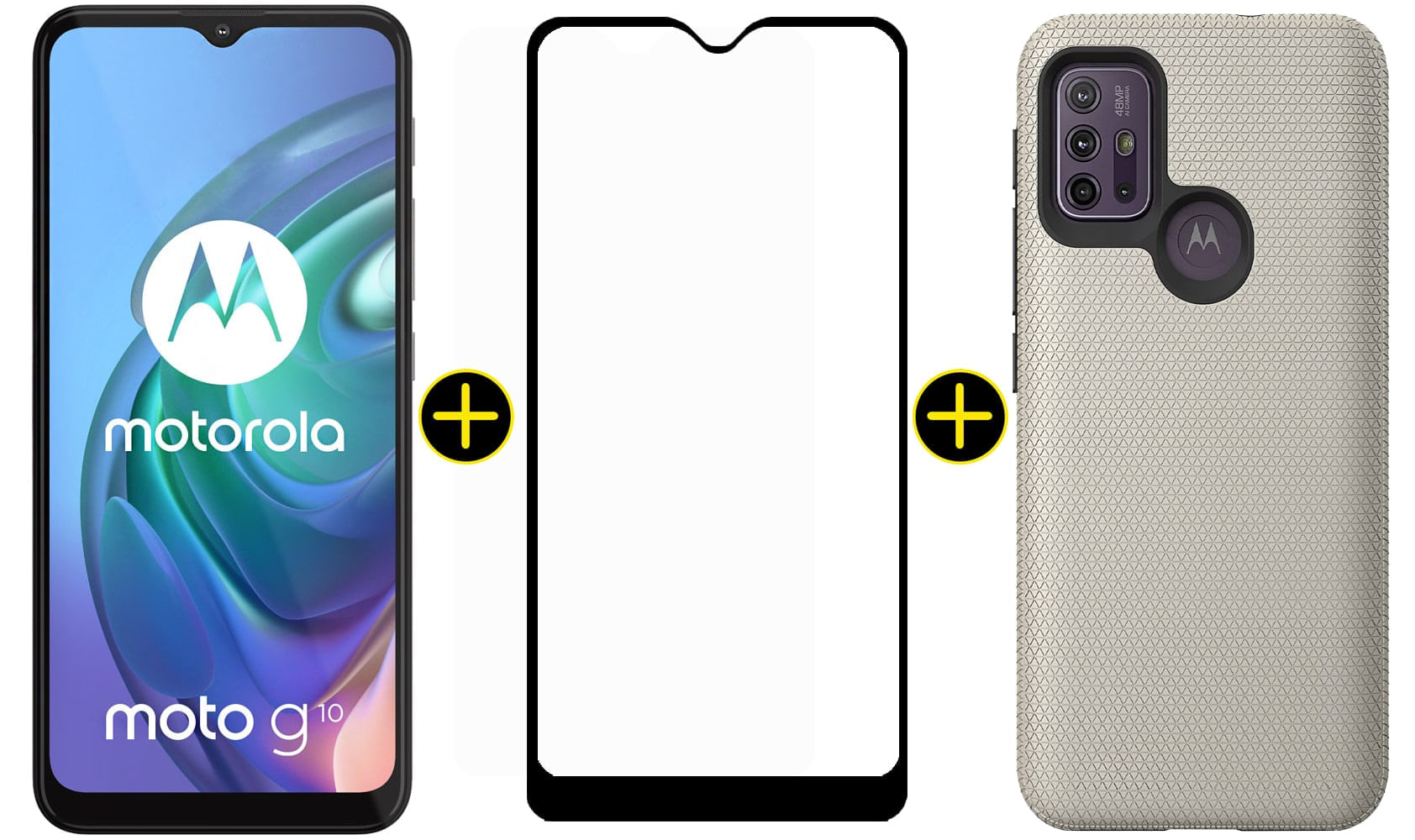 Kit Celular Motorola Moto G10 Branco Floral 64GB + Capa Protetora Triangle Dourado + Película Protetora