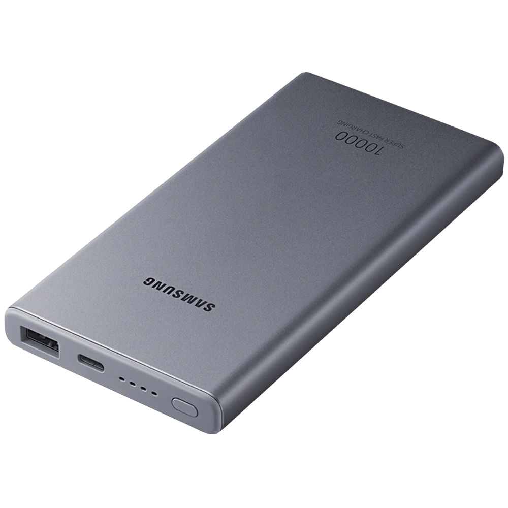 Bateria Externa  USB Tipo C Samsung Cinza Carga Super Rápida 25W Power Bank 10000mAh