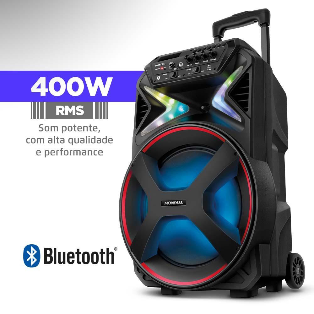 Caixa de Som Acústica Bluetooth 400W Mondial Connect Light CM400