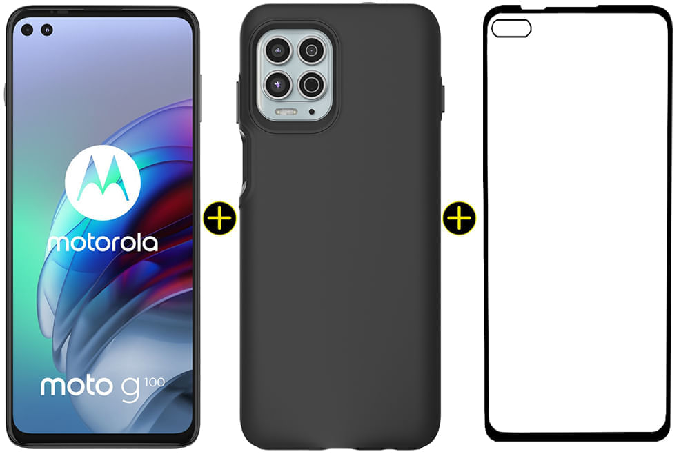 Kit Celular Motorola Moto G100 Azul 256GB Tela 6.7" + Capa Y-Cover Impact + Película Y-Protection Max