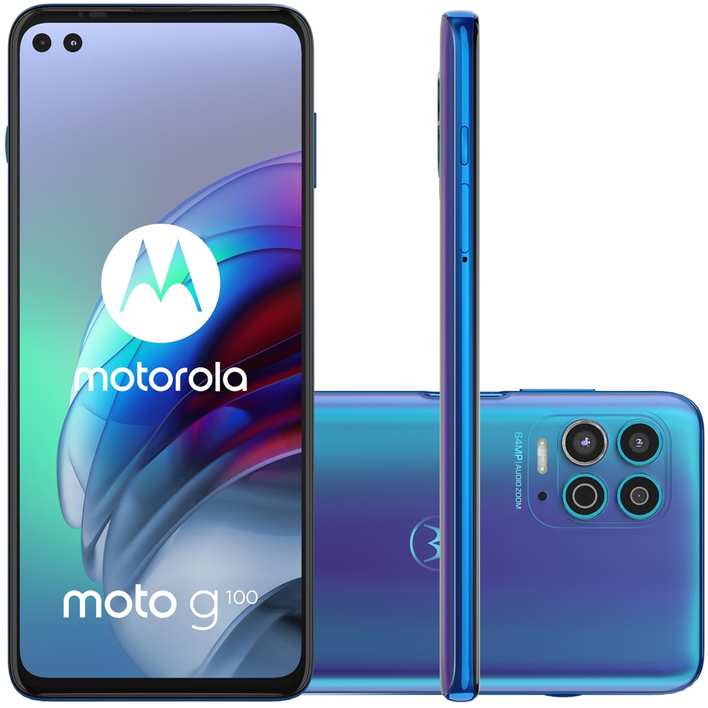 Celular Motorola Moto G100 Azul Luminous Ocean 256GB Tela 6.7" 12GB RAM Câmera 64MP + 16MP + 2MP + TOF