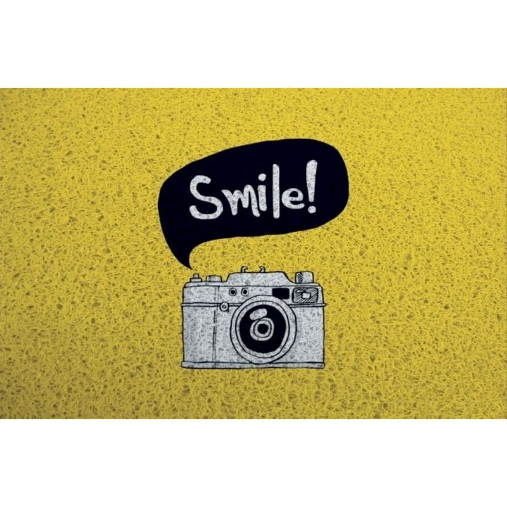 Capacho 40x60cm Câmera Smile Antiderrapante De Porta Pequeno