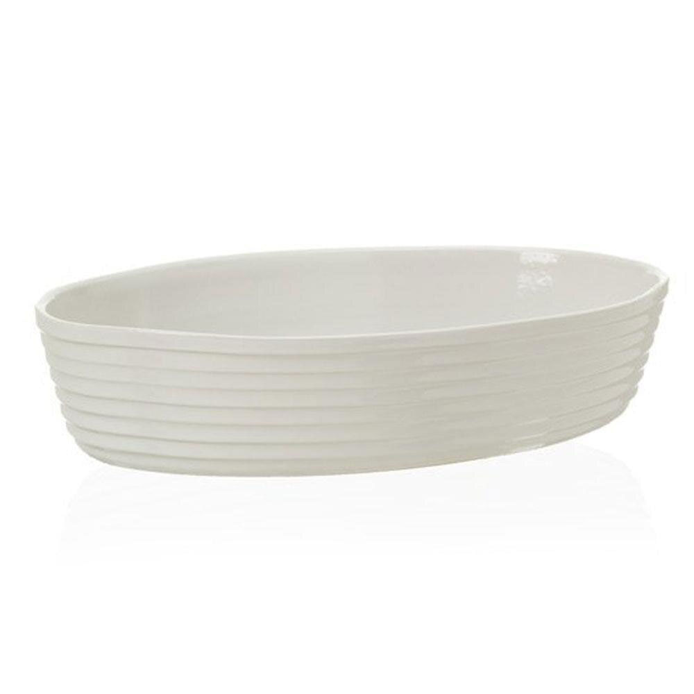 Assadeira Oval Gourmet Ceramica Branco 36x25cm
