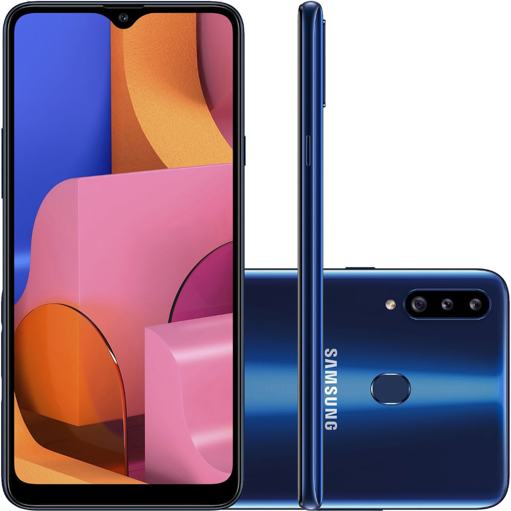 Celular Samsung Galaxy A20s Azul 32GB Tela 6.5" 3GB RAM Câmera Tripla 13MP + 5MP + 8MP