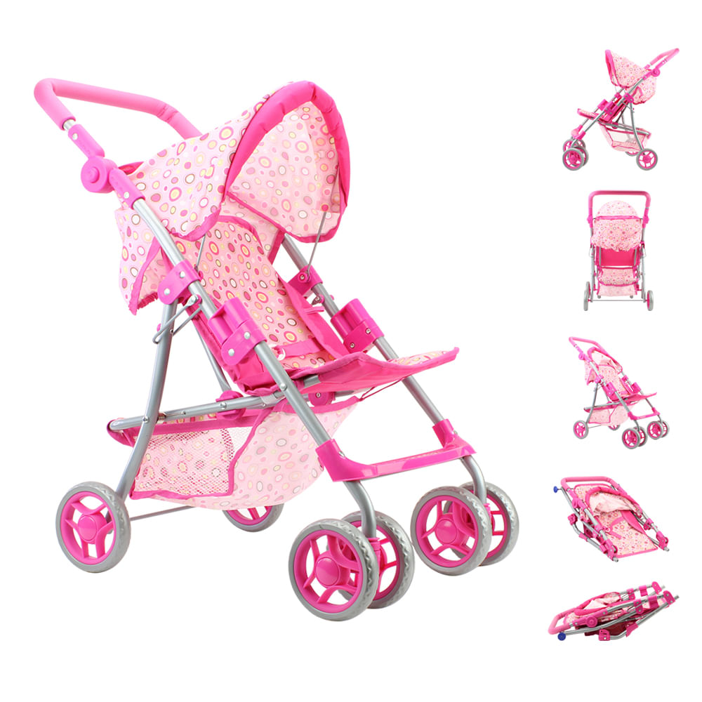 Carrinho de Boneca Infantil de Brinquedo Reborn Baby Star com Toldo  Dobrável BBR Toys