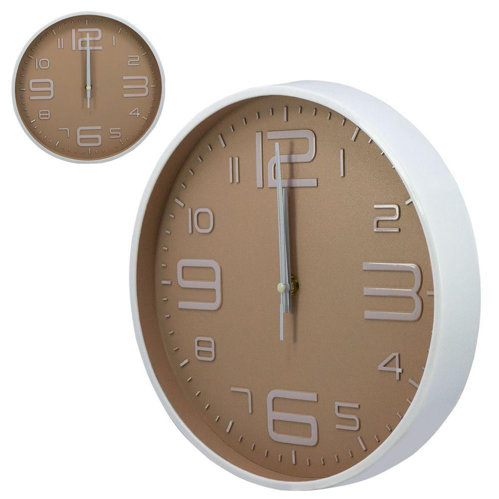 Relógio De Parede Redondo Moderno Luca Salmão E Branco 30cm