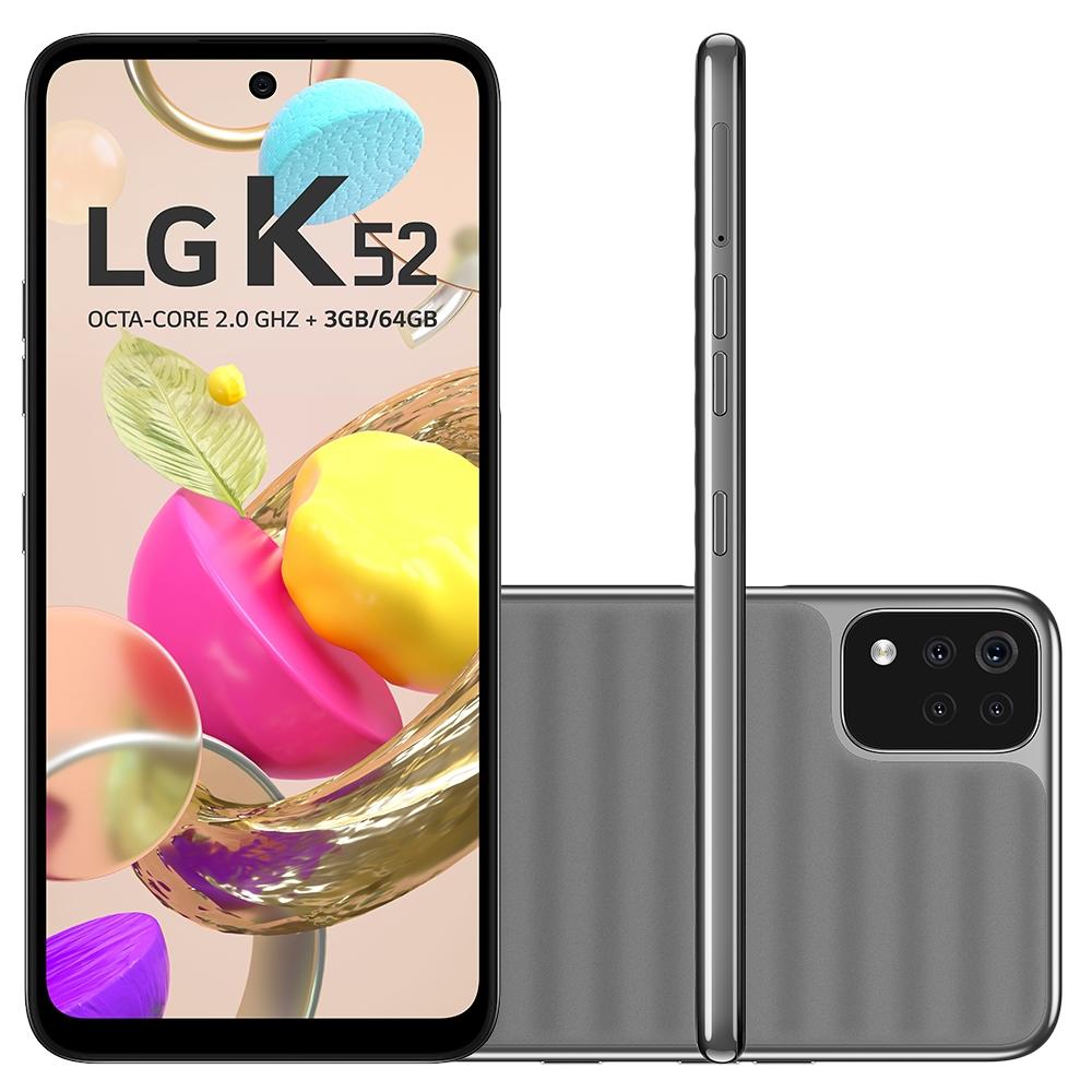 Smartphone LG K52 6,59 Polegadas Dual Chip Android 10.0 64GB Bluetooth 5.0 Cinza