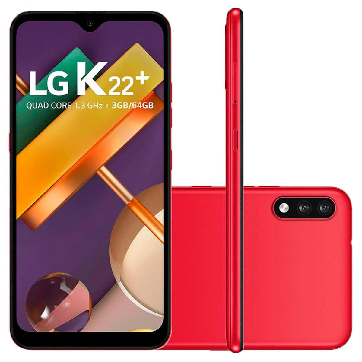 Smartphone LG K22+ LMK200BAW 3GB 64GB 6,2 13Mp+2Mp Android 10 Quad-Core Vermelho