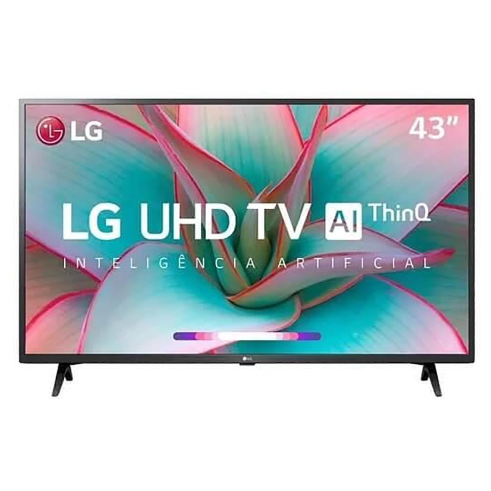 Smart TV LG 43 Polegadas 4K UHD 43UN7300PSC HDR AI ThinQ Alexa Ceramic Black Bivolt