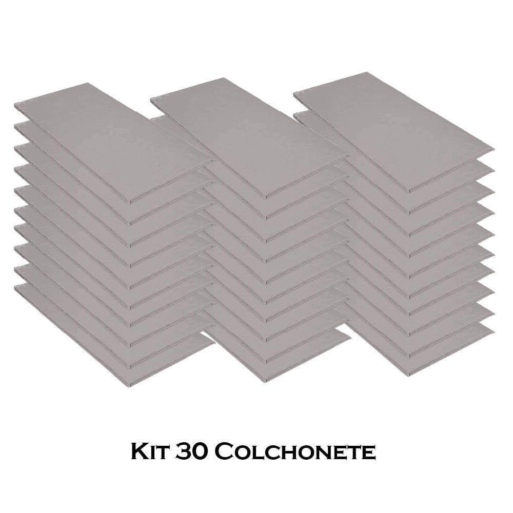 Kit 30 Colchonete Slim 95x59cm Solteiro Sintético Cinza