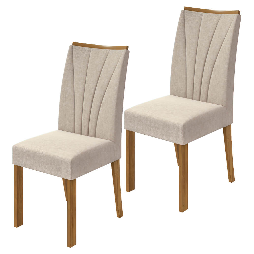 Conjunto com 2 Cadeiras Apogeu Lopas com Tecido Linho - Rovere/Bege