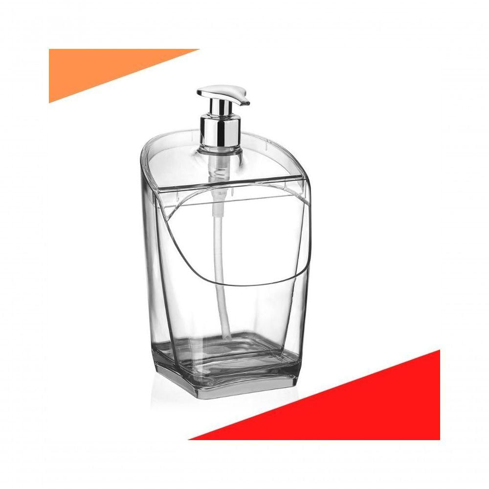Dispenser Cristal Com Válvula Prata 500Ml Uz354 Transparente