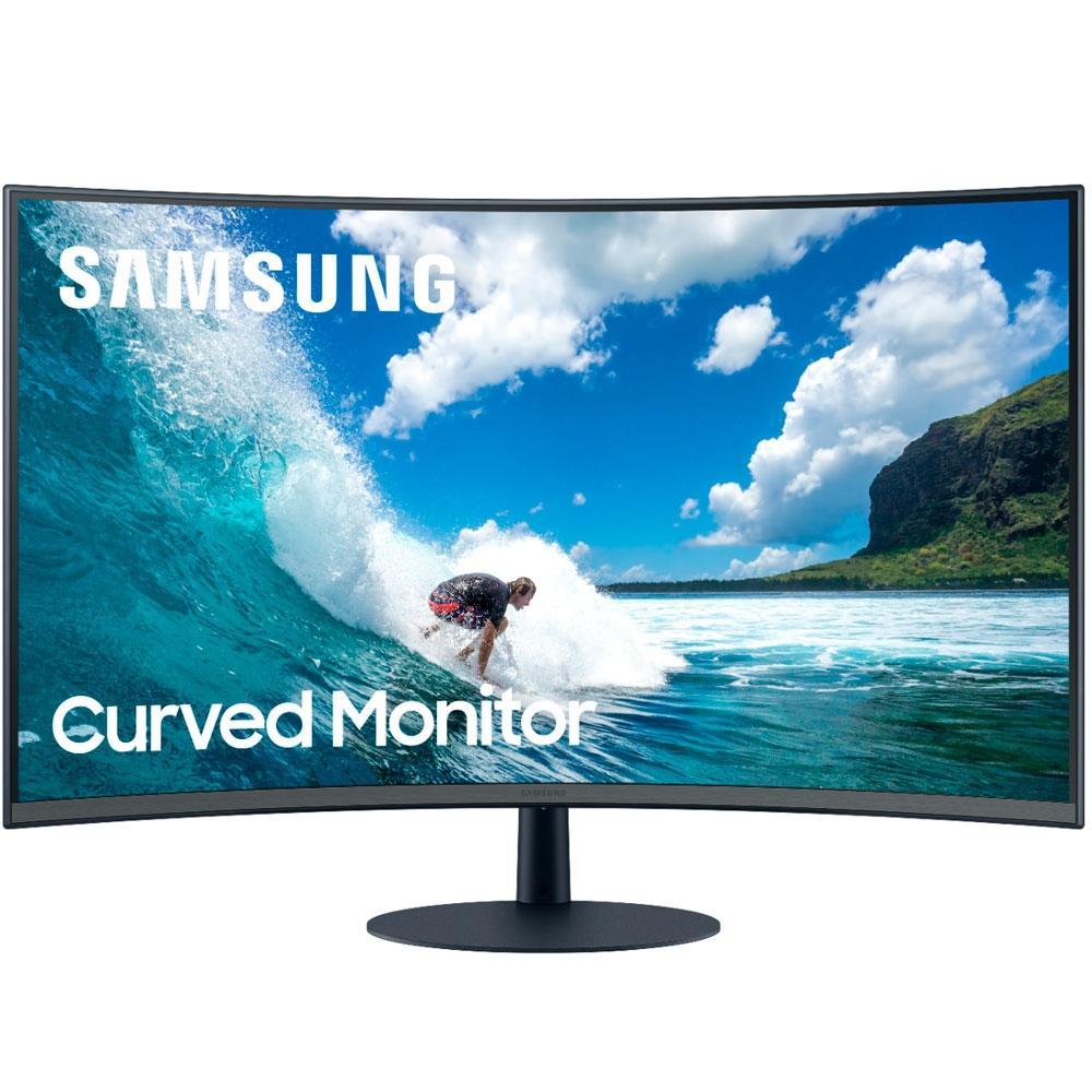 Monitor Curvo Samsung 32 FHD speaker embutido HDMI Display Port VGA 75hz Freesync CT550 Preto Bivolt