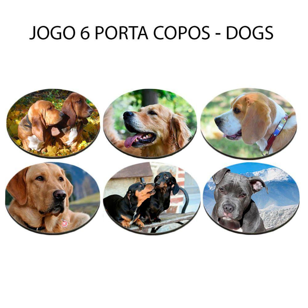 Kit 6 Bolacha De Copos Neoprene,Coleção Dog Pet Lovers