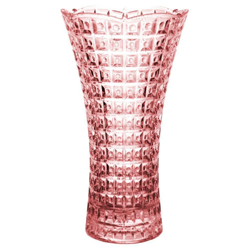 Vaso Floreiro Acinturado Em Cristal D13xa24cm Rosa