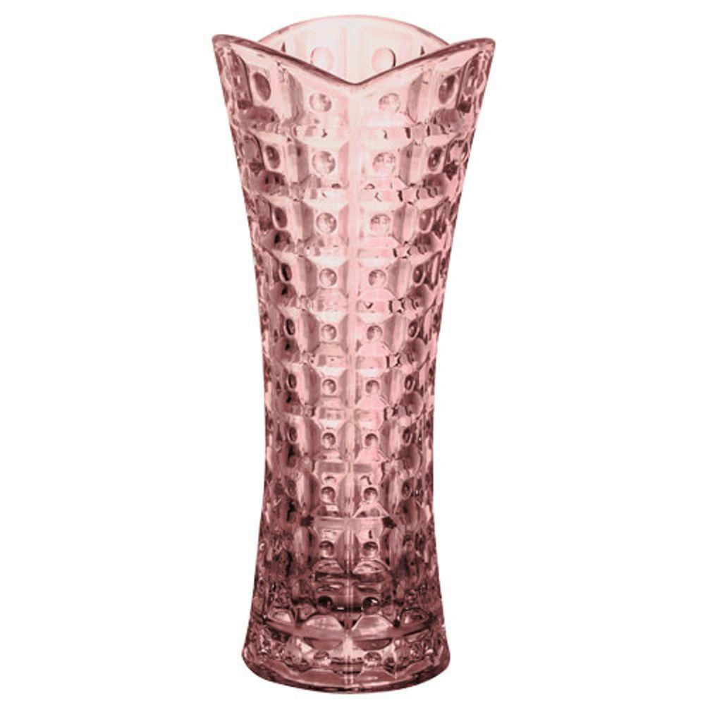 Vaso Floreiro Solitario Em Cristal Ecologico D8xa18cm Rosa