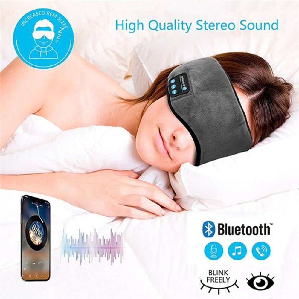 Máscara De Olhos Bluetooth Para Dormir Fones De Ouvido Cinz