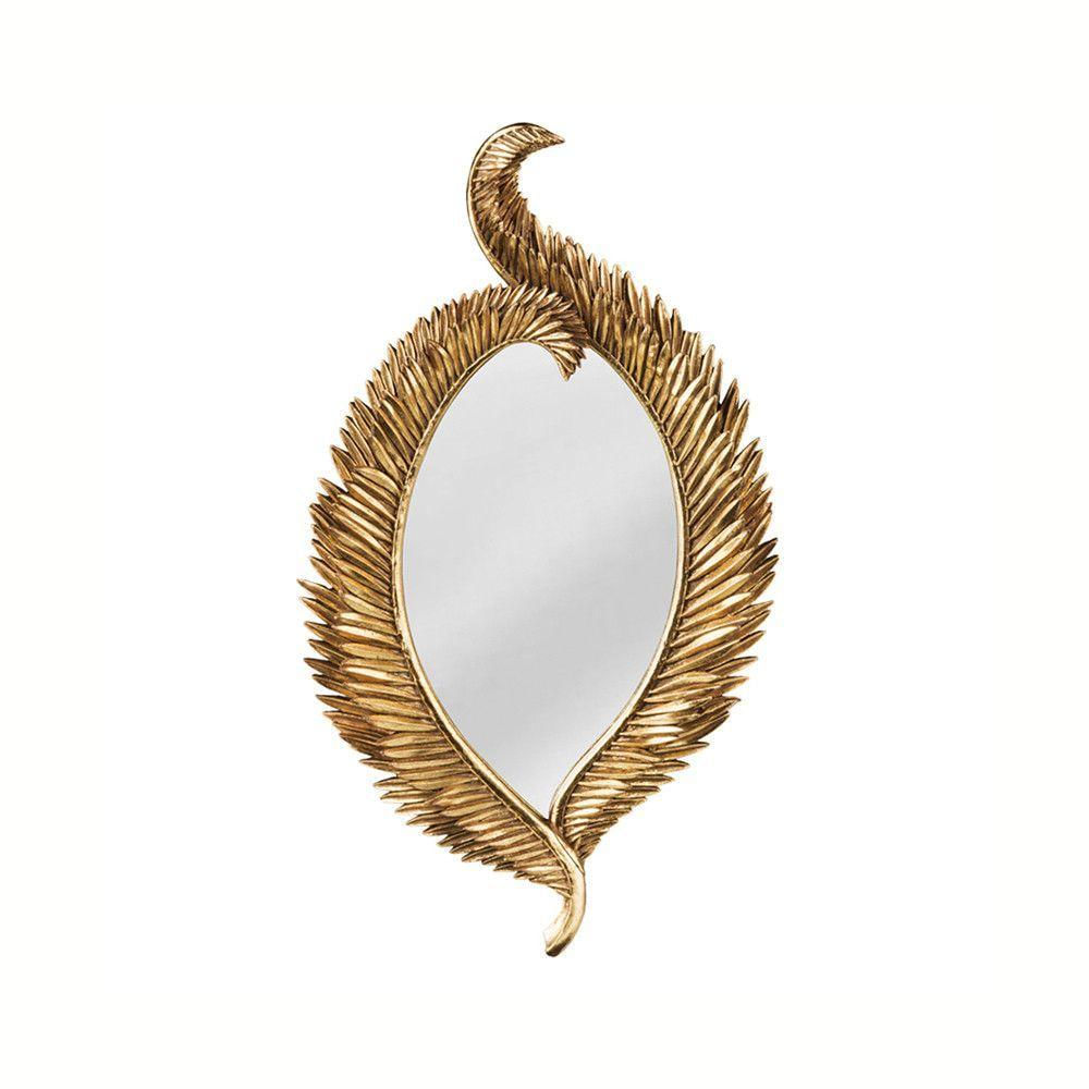 Espelho Pena 47cm Up Home - Ud368 Dourado