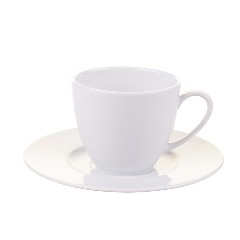 Xícara de Chá Porcelana 200ml com Pires Lyon Branco