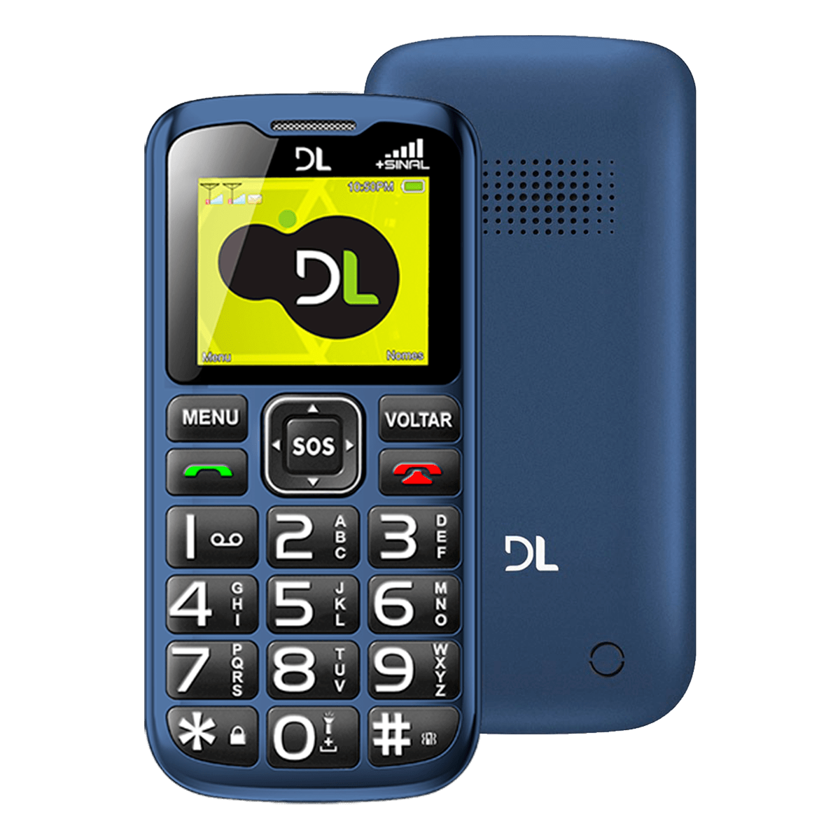 Celular DL YC-120 com Dual Chip Botão SOS Lanterna e Rádio FM Azul