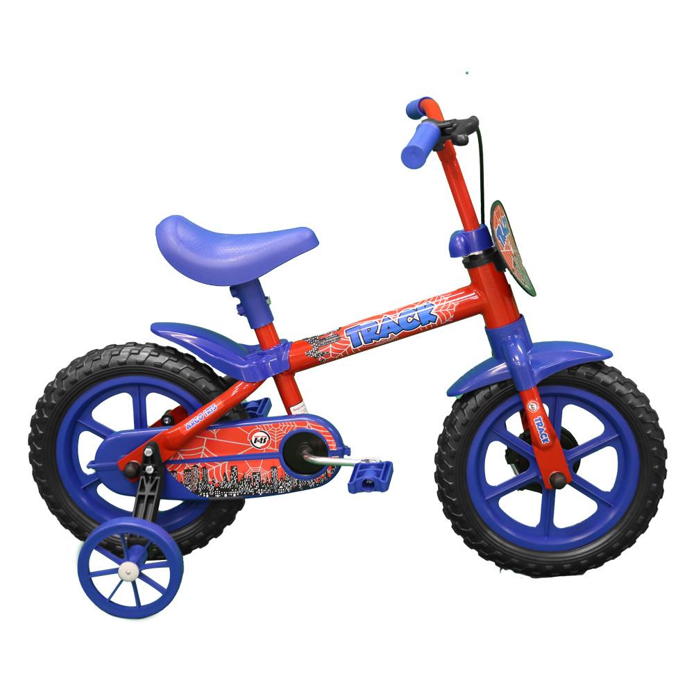 Bicicleta Infantil Aro 12 Track&Bikes Arco-Íris Azul com Vermelho