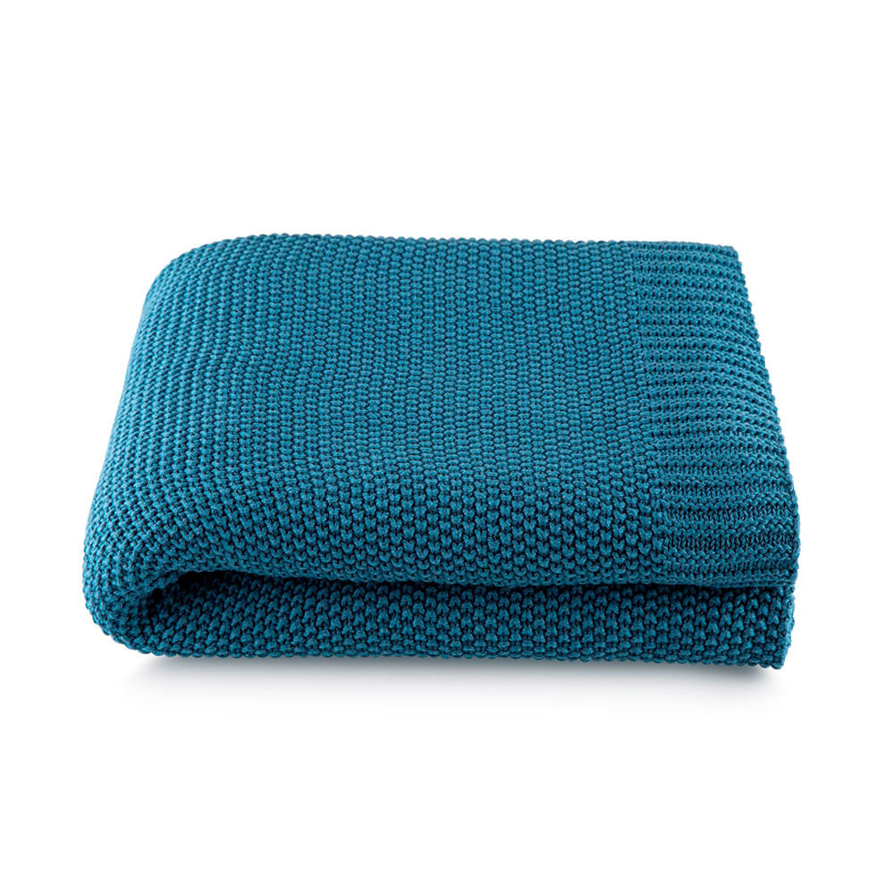 Manta tricô By The Bed Loom 125x150cm azul