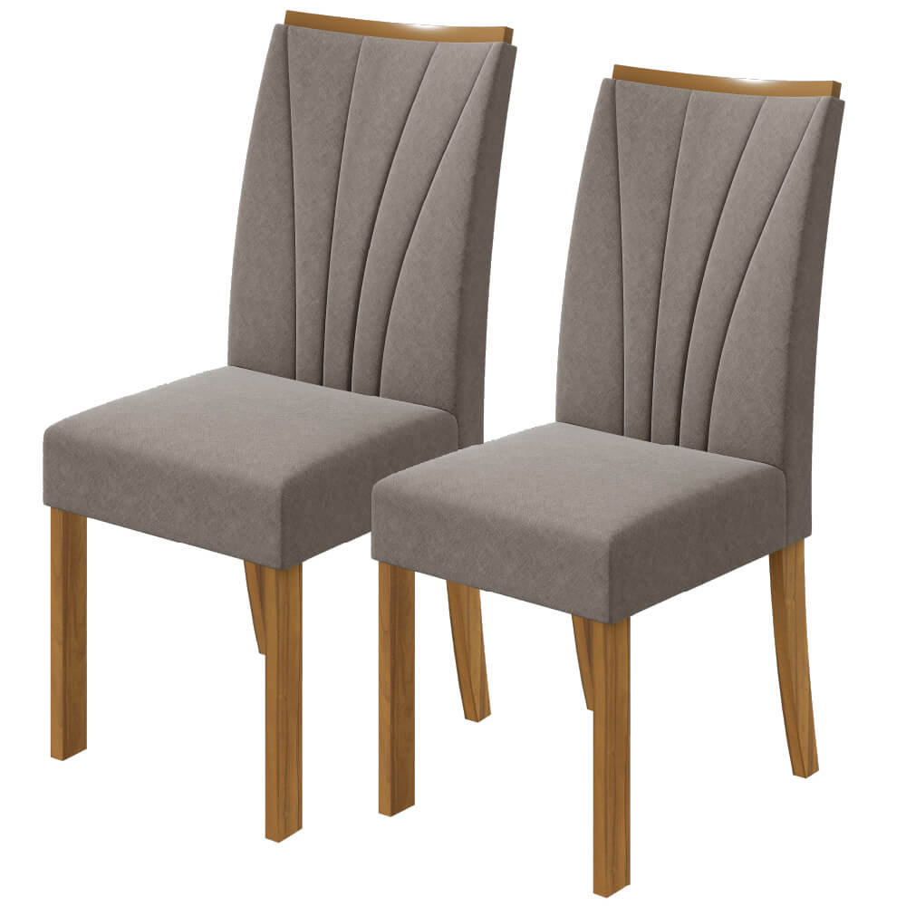 Conjunto com 2 Cadeiras Apogeu Lopas com Tecido Velvet - Rovere/Riscado
