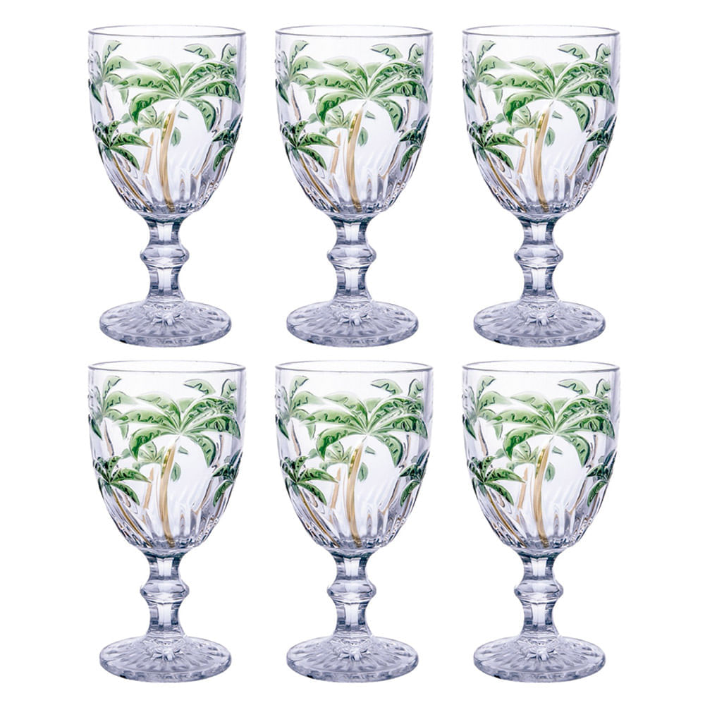 Jogo taças de água em vidro Class Home Palm Tree 260ml 6 peças