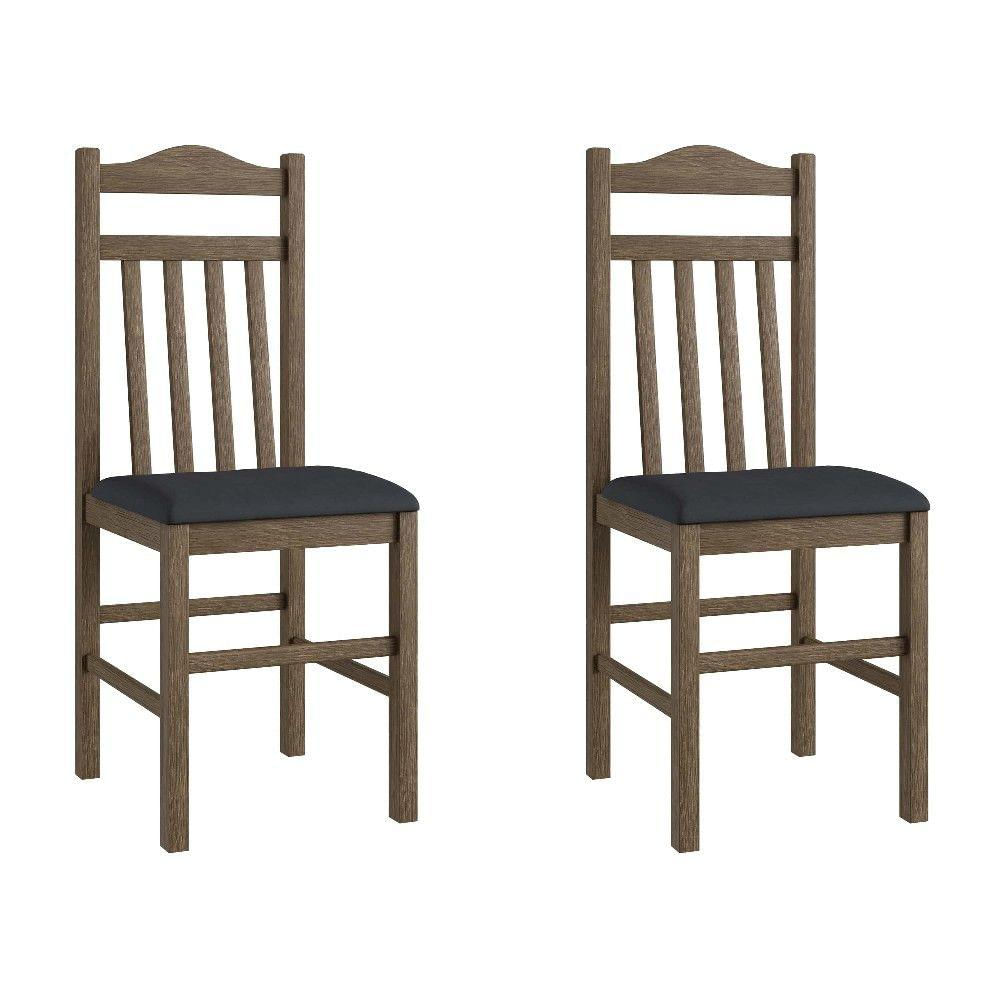 Conjunto 2 Cadeiras De Madeira Ameixa Negra Preto