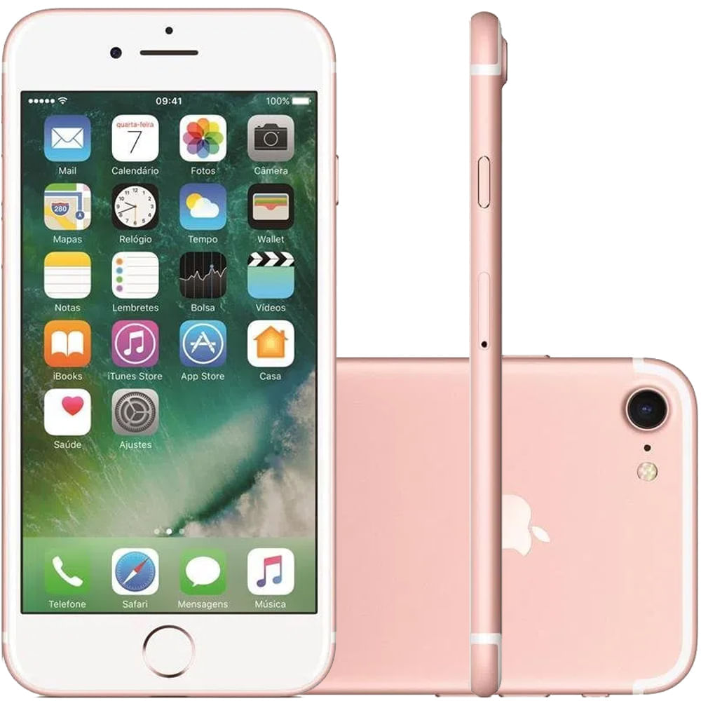 Celular Apple iPhone 7 Ouro Rosa 128GB Tela Retina HD 4.7" iOS 10 Cam 12MP