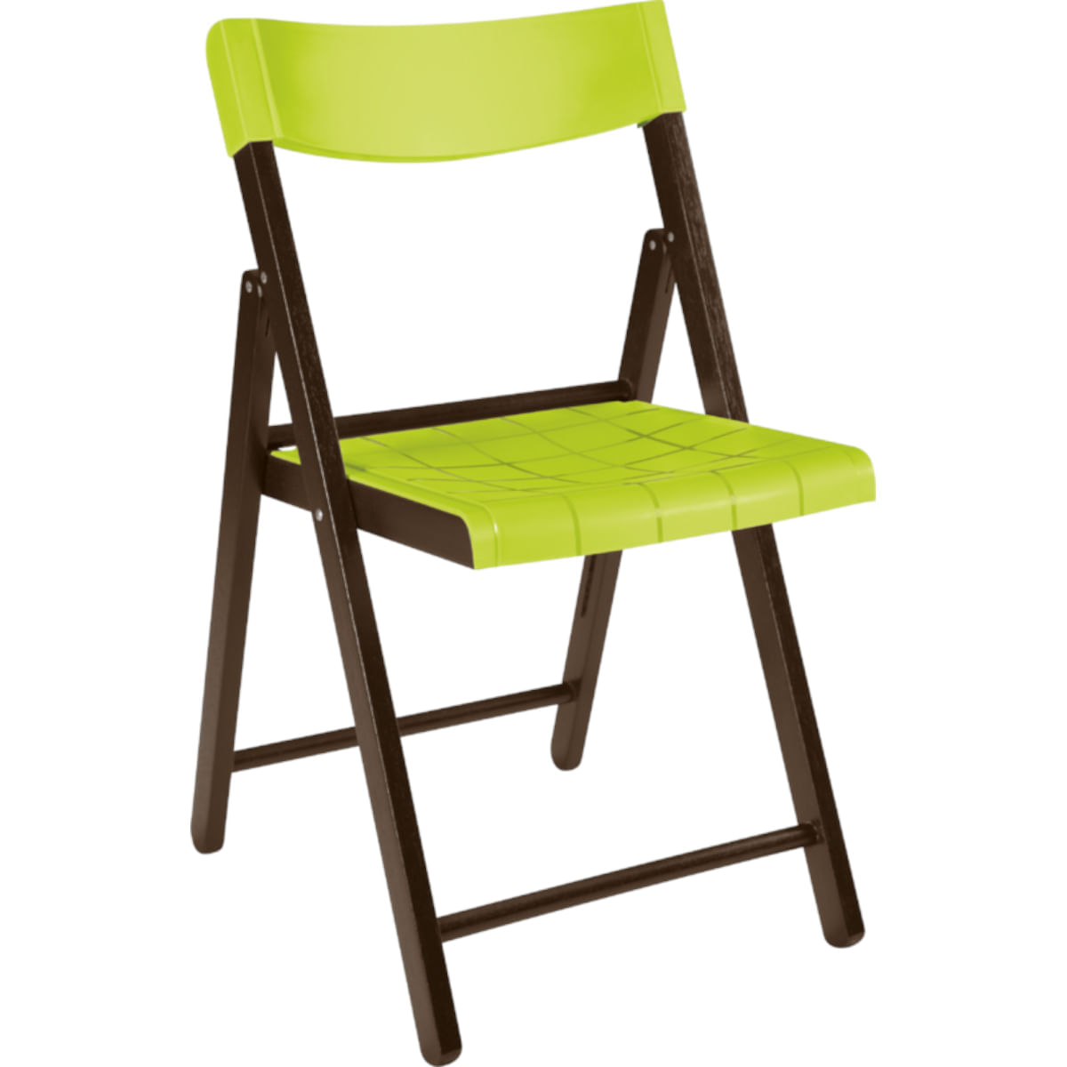 Cadeira Dobrável de Madeira Tabaco e Plástico Verde