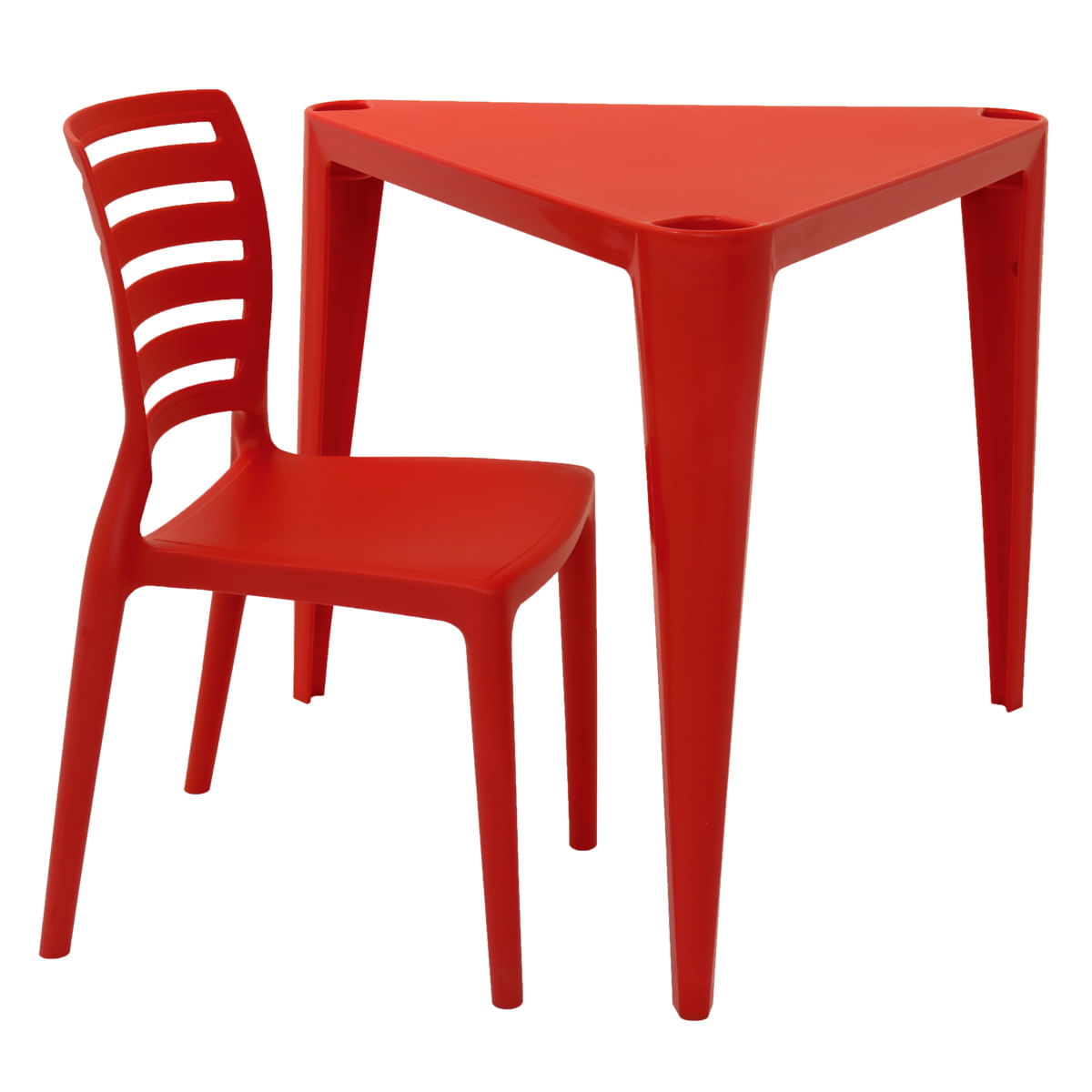 Conjunto de Mesa e Cadeira Tramontina Sofia Infantil Vermelho em Polipropileno e Fibra de Vidro 2 Peças