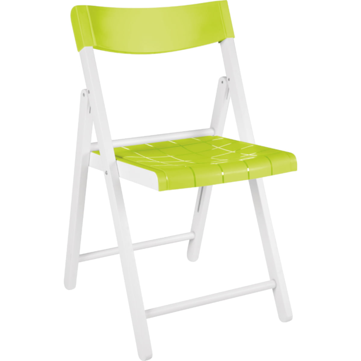 Cadeira Dobrável de Madeira Branca e Plástico Verde