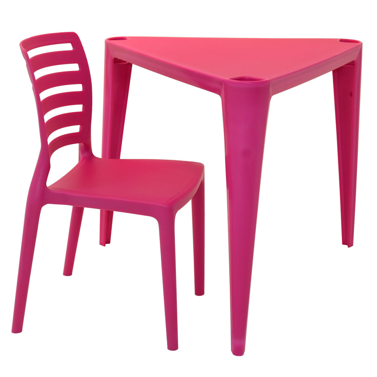 Conjunto de Mesa e Cadeira Tramontina Sofia Infantil Rosa em Polipropileno e Fibra de Vidro 2 Peças