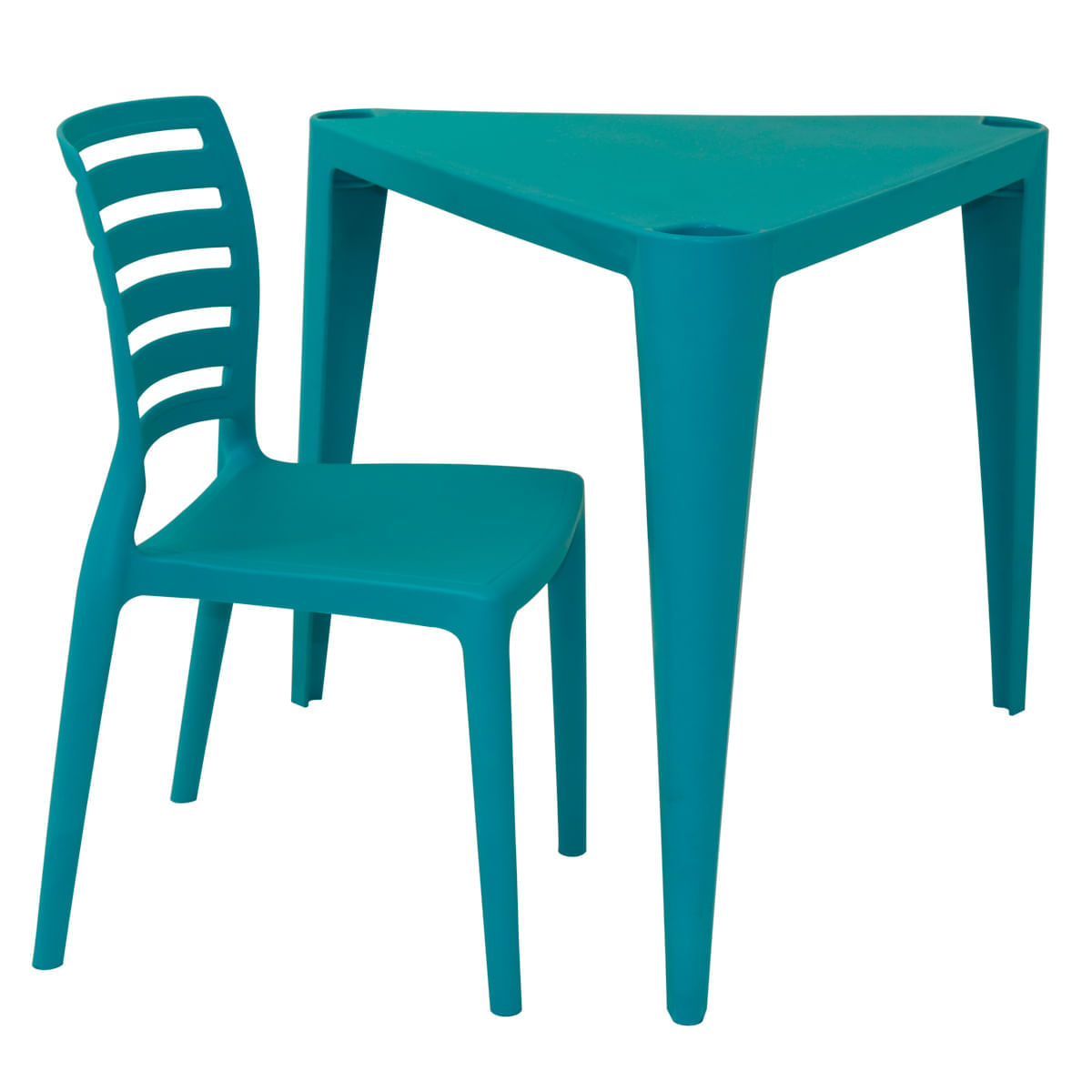 Conjunto de Mesa e Cadeira Tramontina Sofia Infantil Azul em Polipropileno e Fibra de Vidro 2 Peças