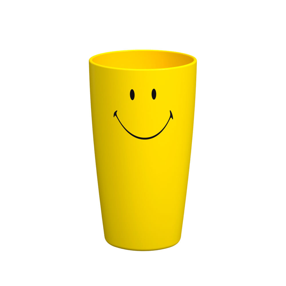 Copo Alto em plástico Coza Smiley 400ml amarelo