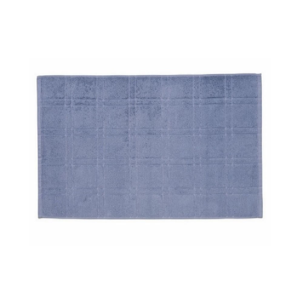 toalha de piso santista 100% algodão antiderrapante square azul