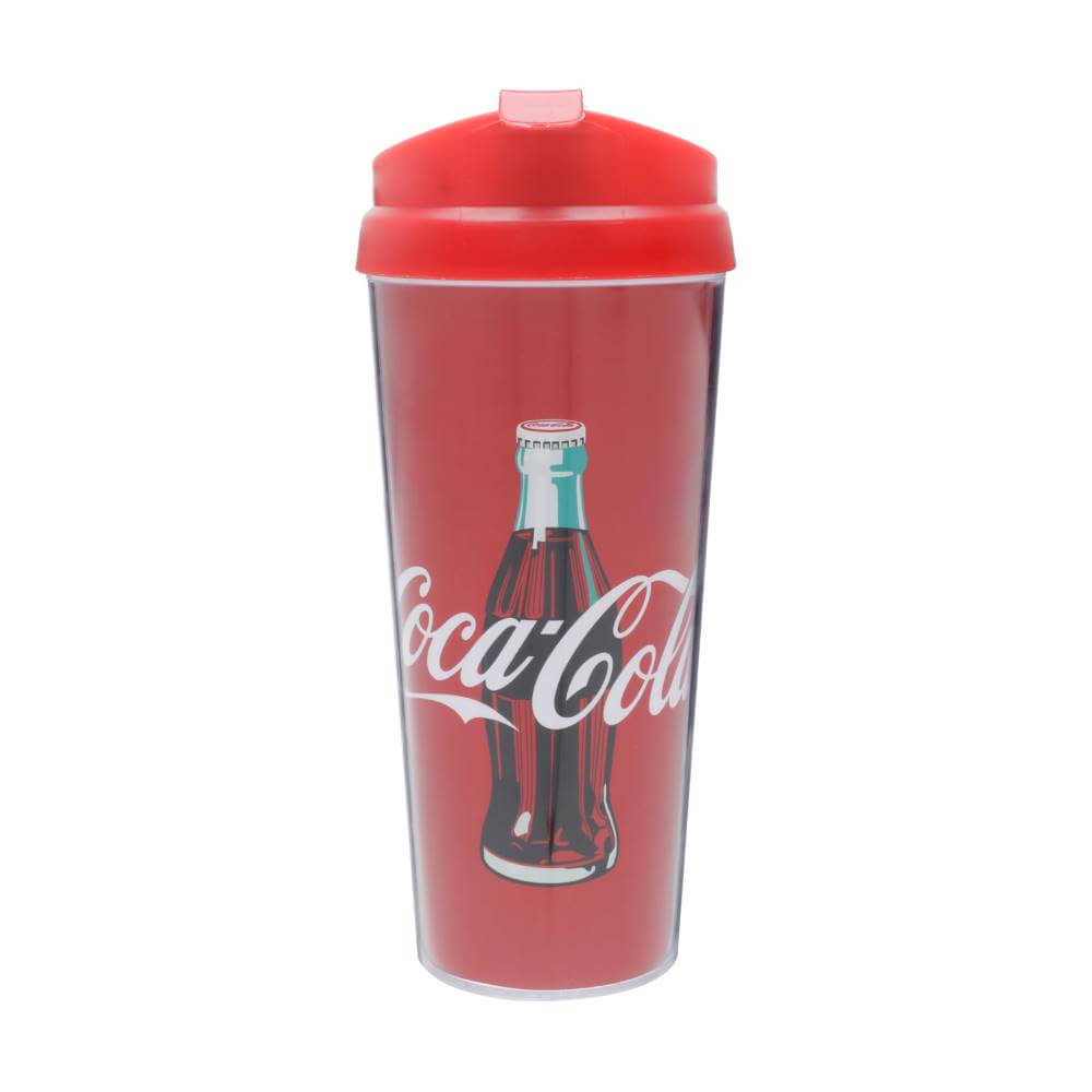 Copo Térmico Plástico Coca-Cola Logo Prata 8,5X17,5cm