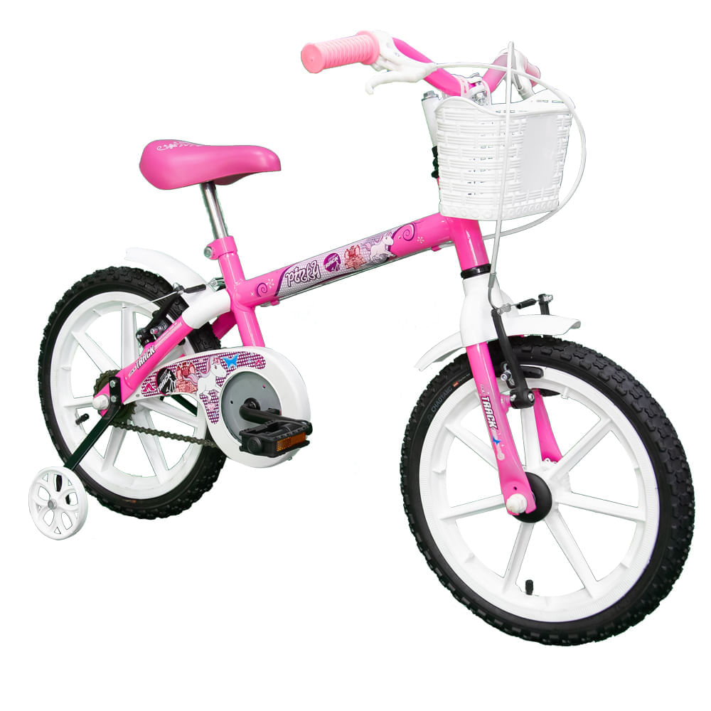 Bicicleta Infantil Aro 16  Pinky Track Bikes Rosa/Branco