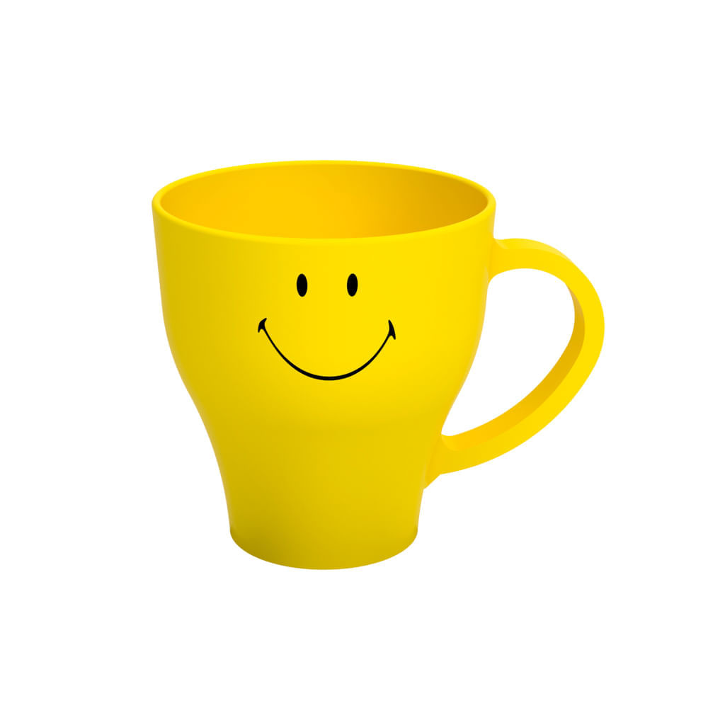 Caneca plástico Coza Smiley 400ml amarelo