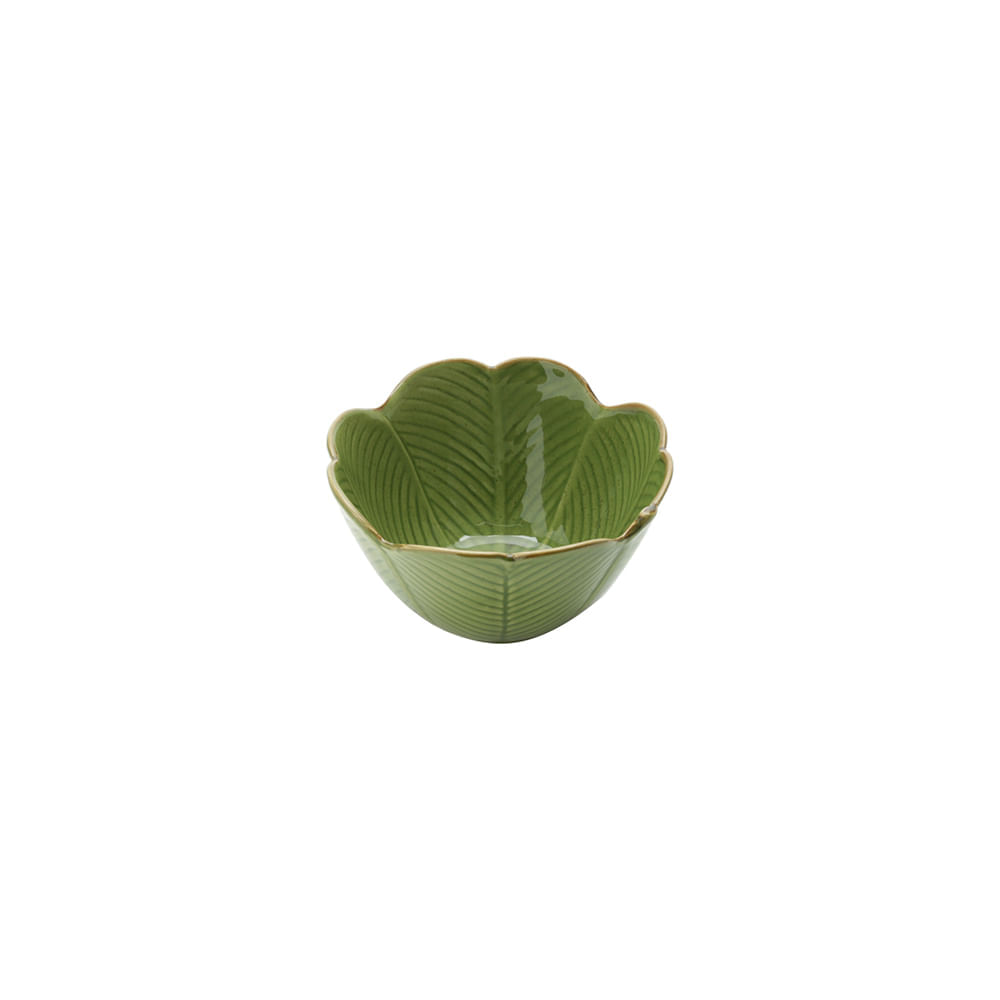 Prato decorativo em cerâmica Lyor Banana Leaf 16x8,5 verde