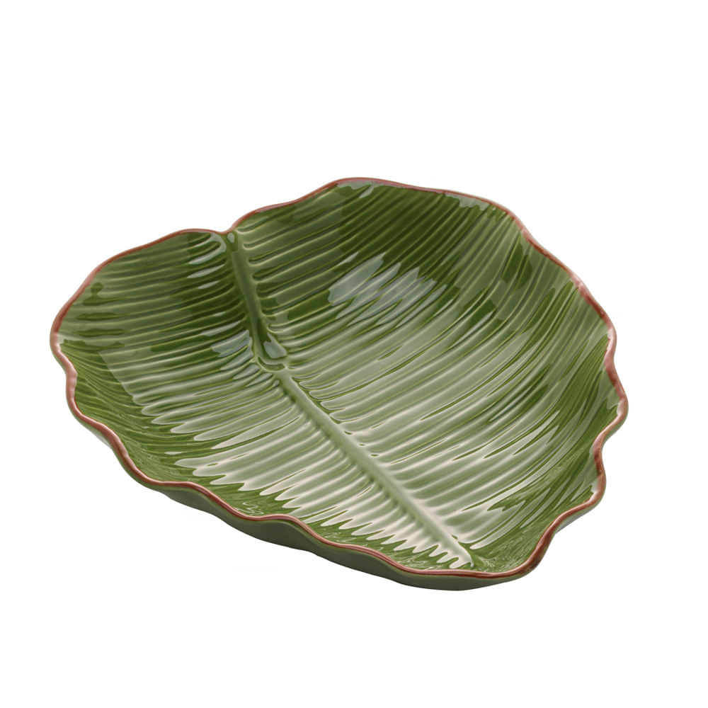 Prato Decorativo em cerâmica Lyor Banana Leaf 23,5x22x6,5cm