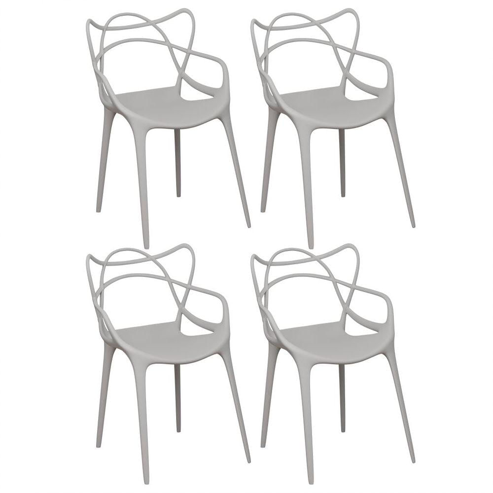 Kit 04 Cadeiras Decorativas Amsterdam Branco