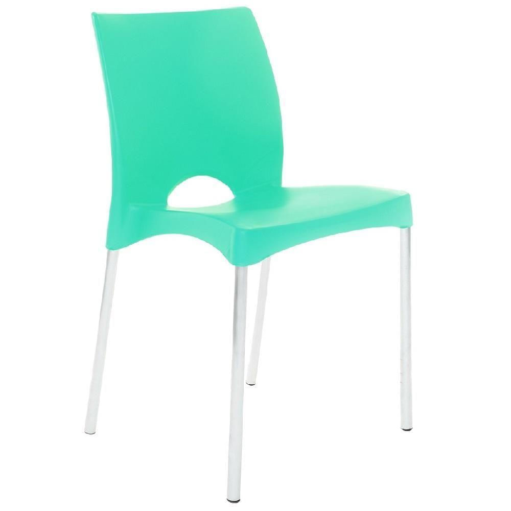 Cadeira Plástica De Jantar Com Pés De Aluminío Verde Tiffany