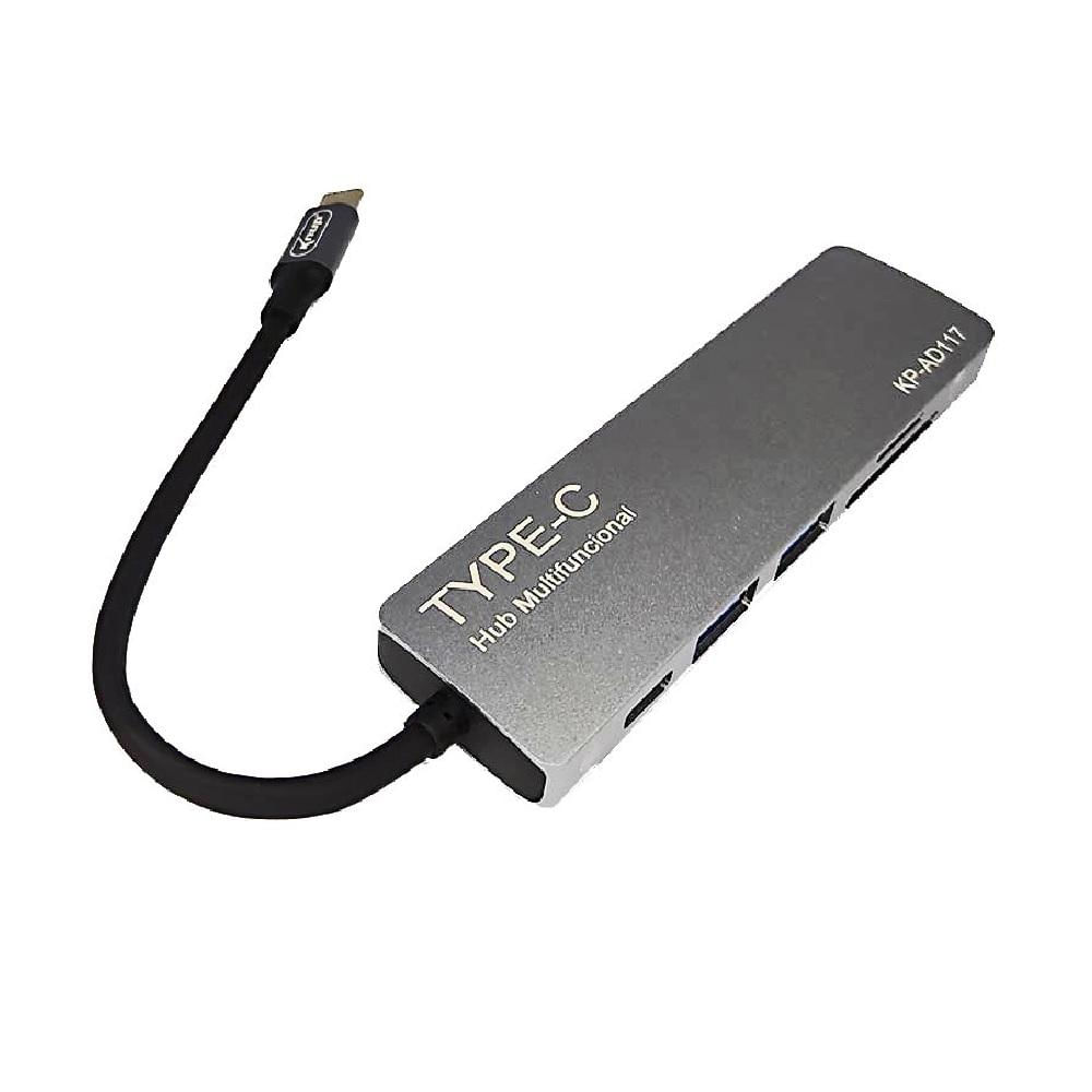 Adaptador Hub USB-C Multifuncional Tipo-C x HDMI, USB 3.0 Cartão SD Kp-Ad117