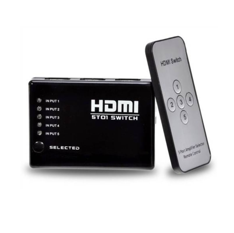 Switch Chaveador Hdmi 5x1 - V.1.4 Com Controle Remoto